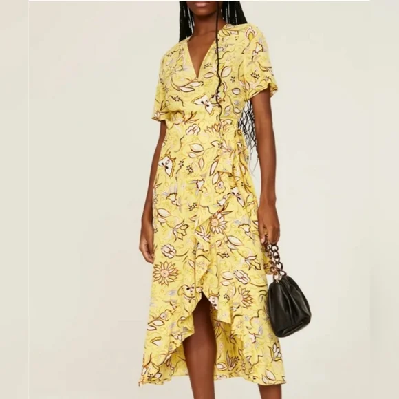 The‎ Kooples Yellow Tiered Wrap Sundress Sz MED - Picture 13 of 14